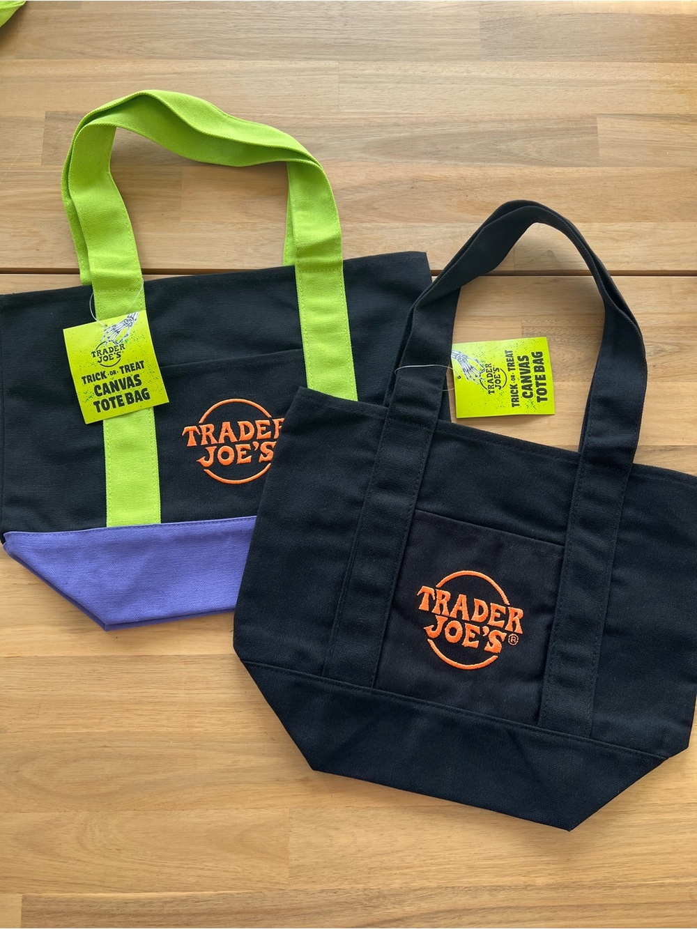 NWT Set of 2, Trader Joe's Trick-or-Treat Mini Canvas Totes
